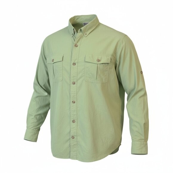 Duluth Trading Vintage Lime Green Light Nylon Outdoor Long Sleeve Shirt Size 2XL