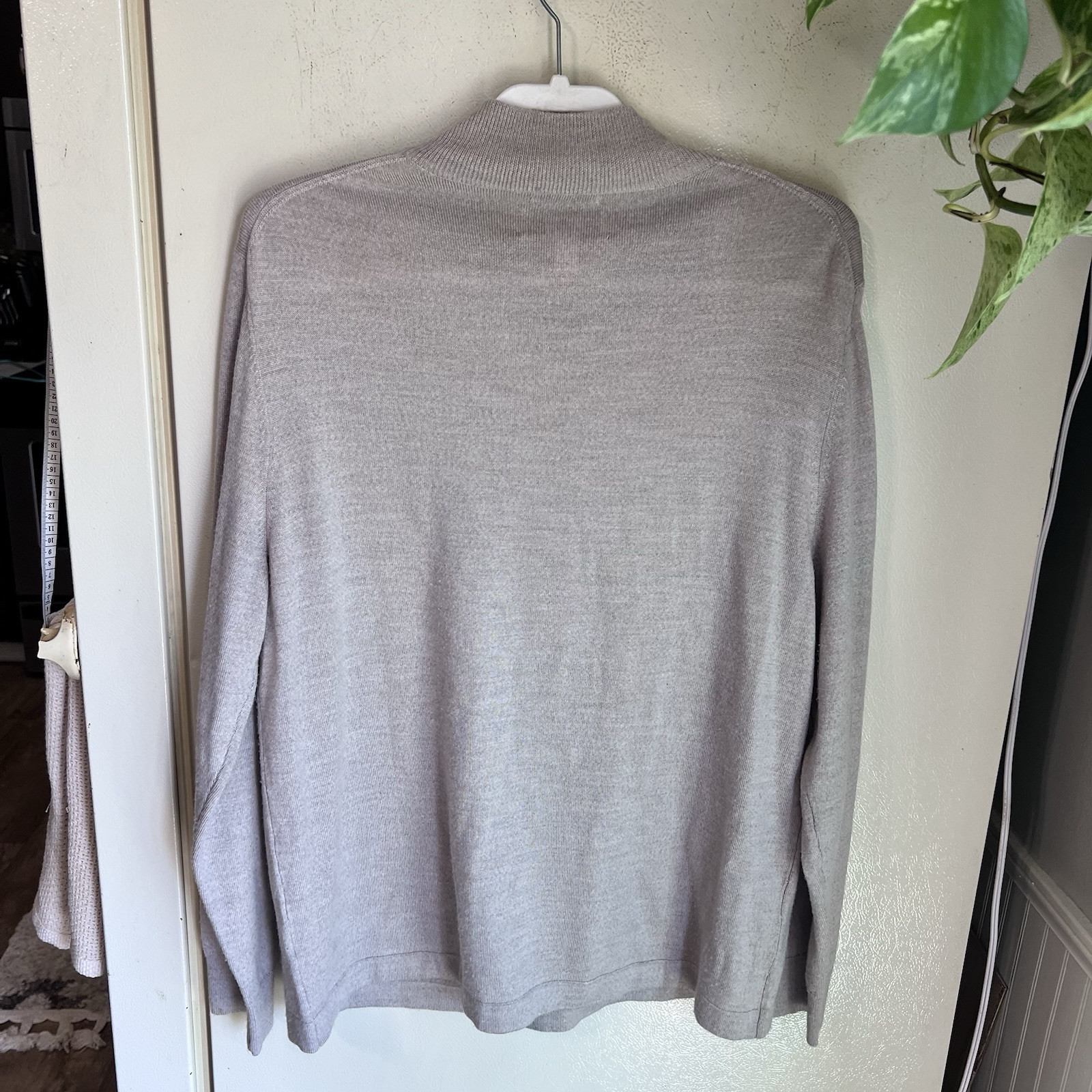 Joseph Abboud 1/4 Zip Sweater Mens Size XL 100% Extra Fine Merino Wool Oatmeal