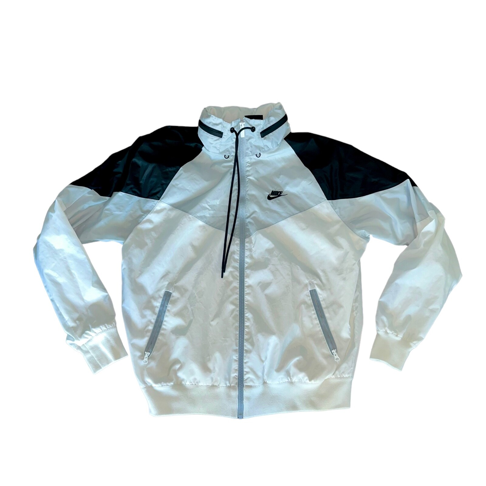 Nike Vintage Rare Windrunner Jacket Windbreaker Nylon Glanz Black White Silver S