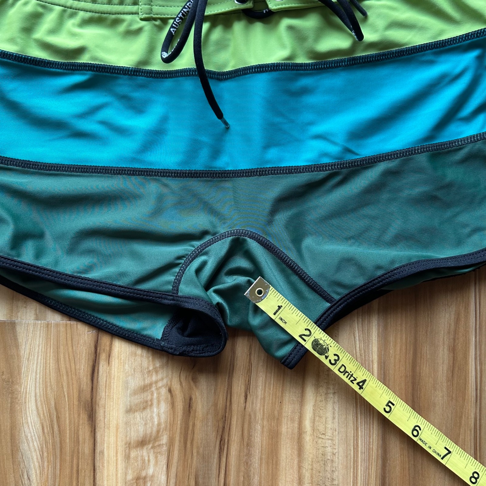 Austinbem Square Cut Swim Trunks. Size S, 30” Waist. Green colorblock