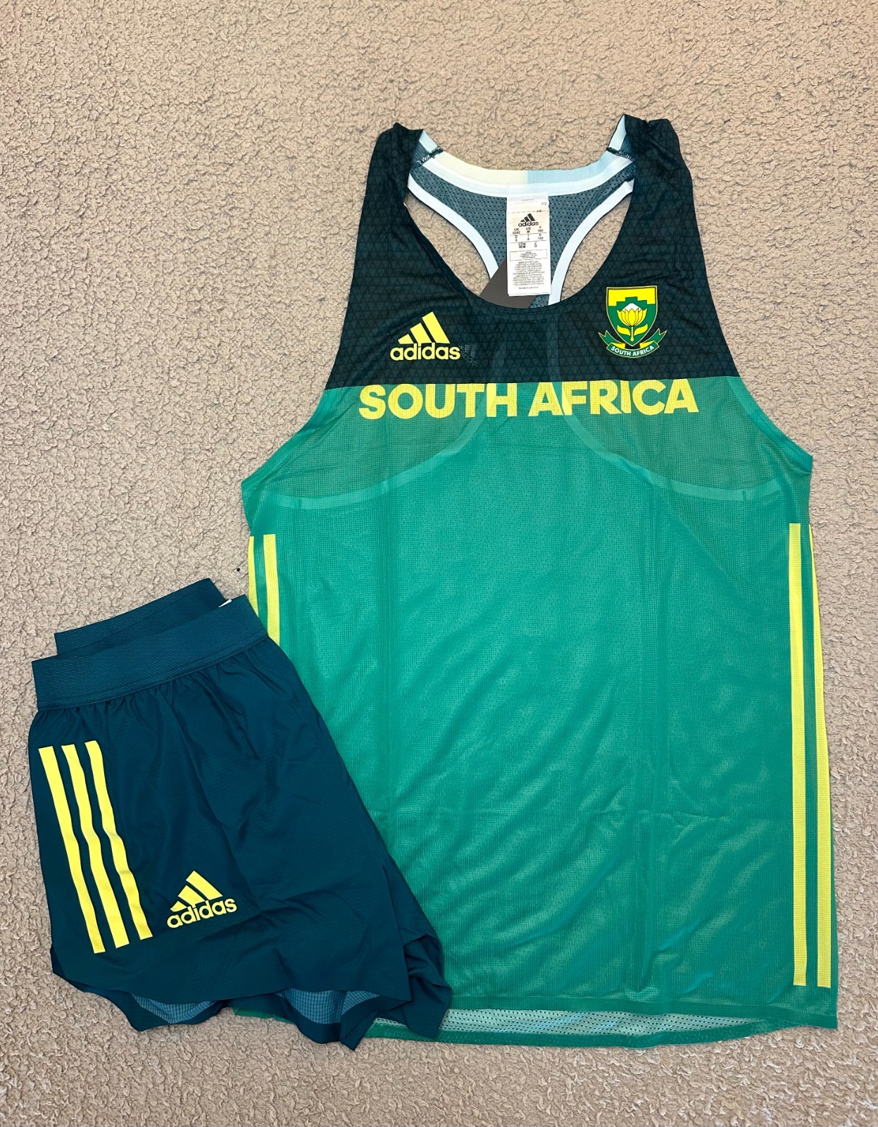 Adidas South Africa Track and Field Athlete Issue Singlet Shorts Kit Rare Size M