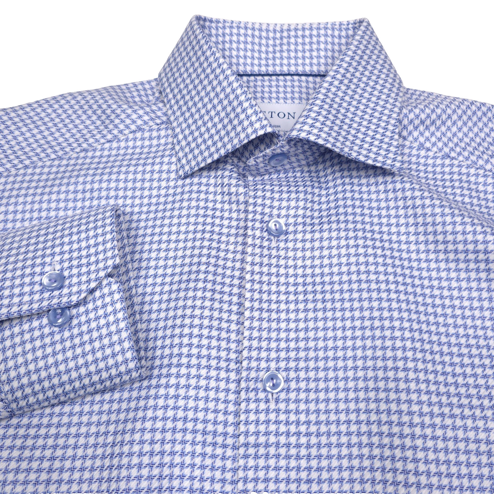 Eton Printed Slim Fit Light Blue Dress Shirt Mens Size Medium – 15.5