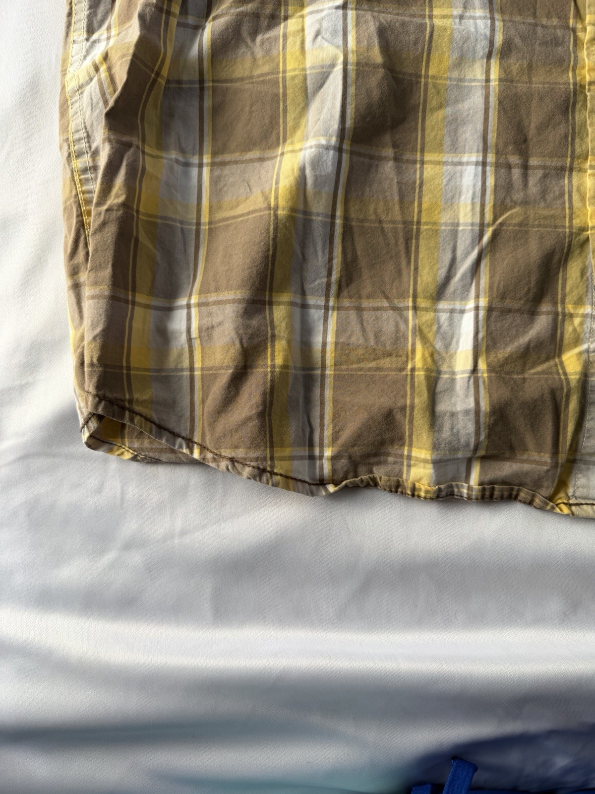 Timberland Button Up Shirt Mens XL Regular Brown Yellow Plaid Cotton Woven