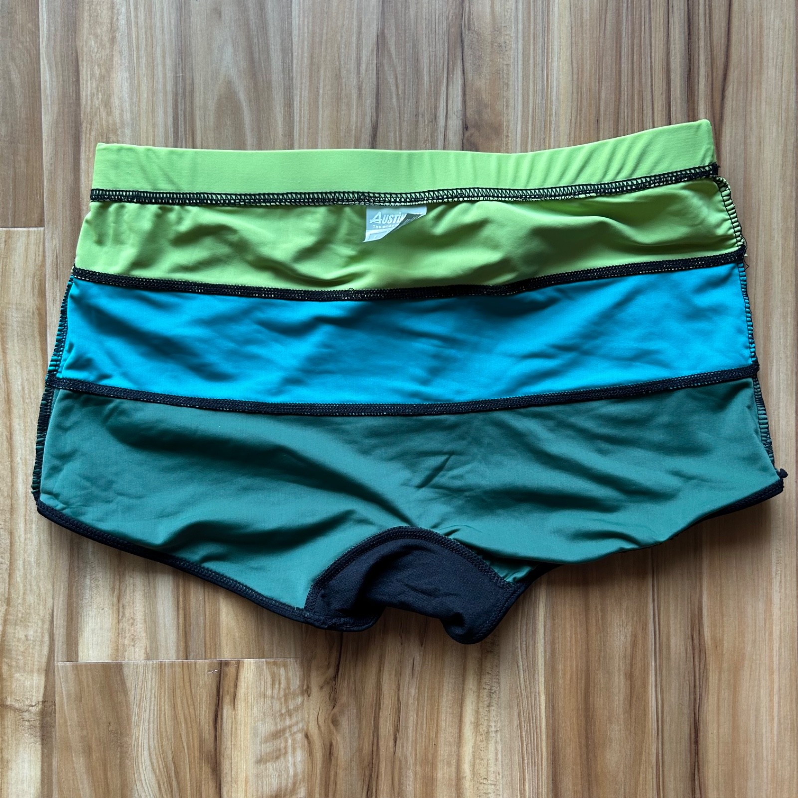 Austinbem Square Cut Swim Trunks. Size S, 30” Waist. Green colorblock