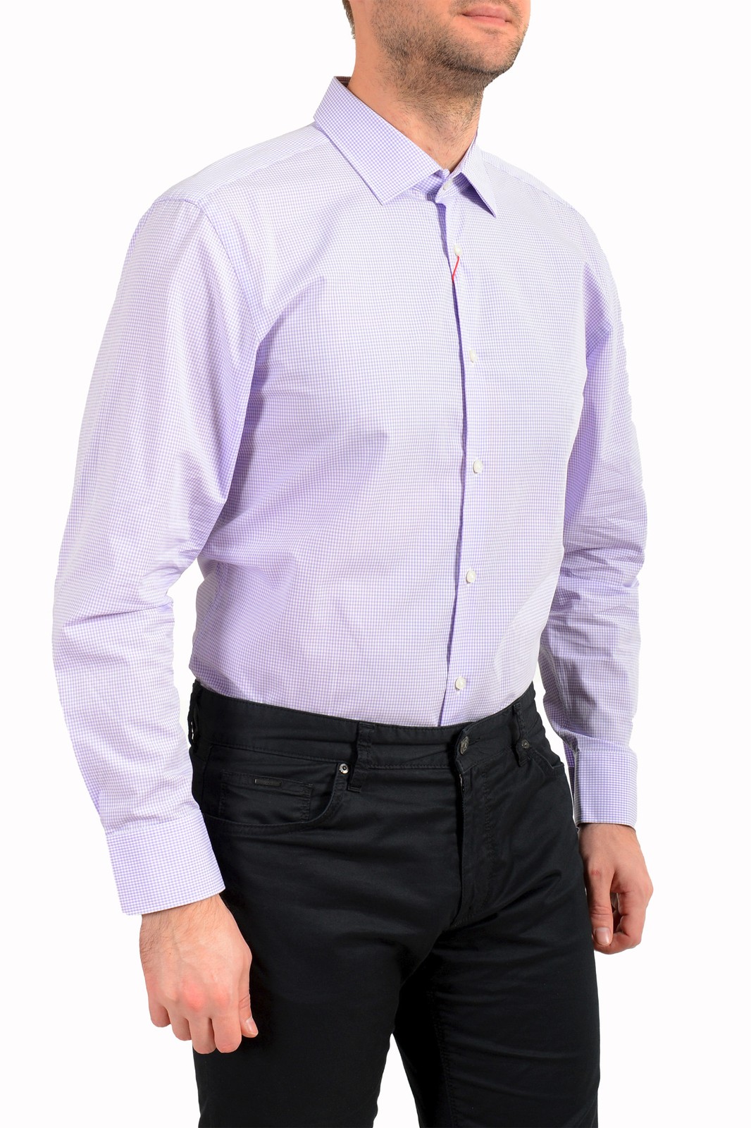 Hugo Boss Men’s “Mabel” Sharp Fit Multi-Color Plaid Long Sleeve Dress Shirt