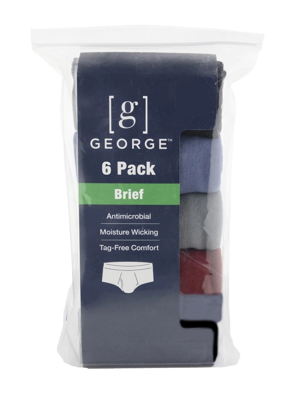 6-Pack GEORGE Men’s 3XL Briefs Underwear Tag-Free Wicking Odor Control Cotton