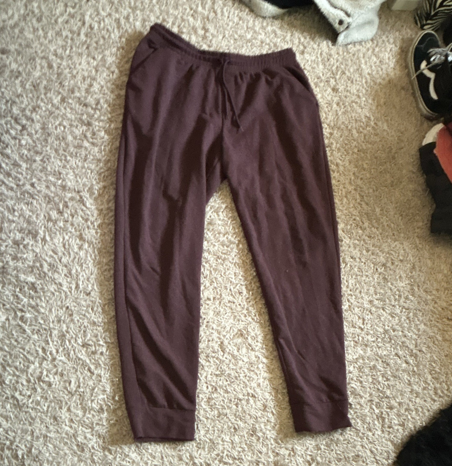 Athletic Works Men’s Burgundy Jogger Pants L 36-38 Drawstring Pockets