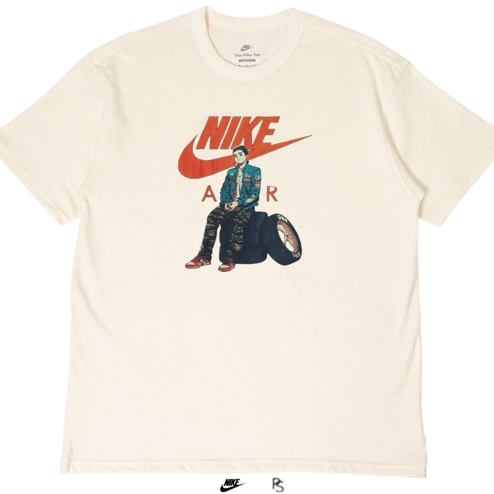 Nike Air Max Moto Anime Vintage Tee • Medium • Pale Ivory • 2023 • SHIPS TODAY