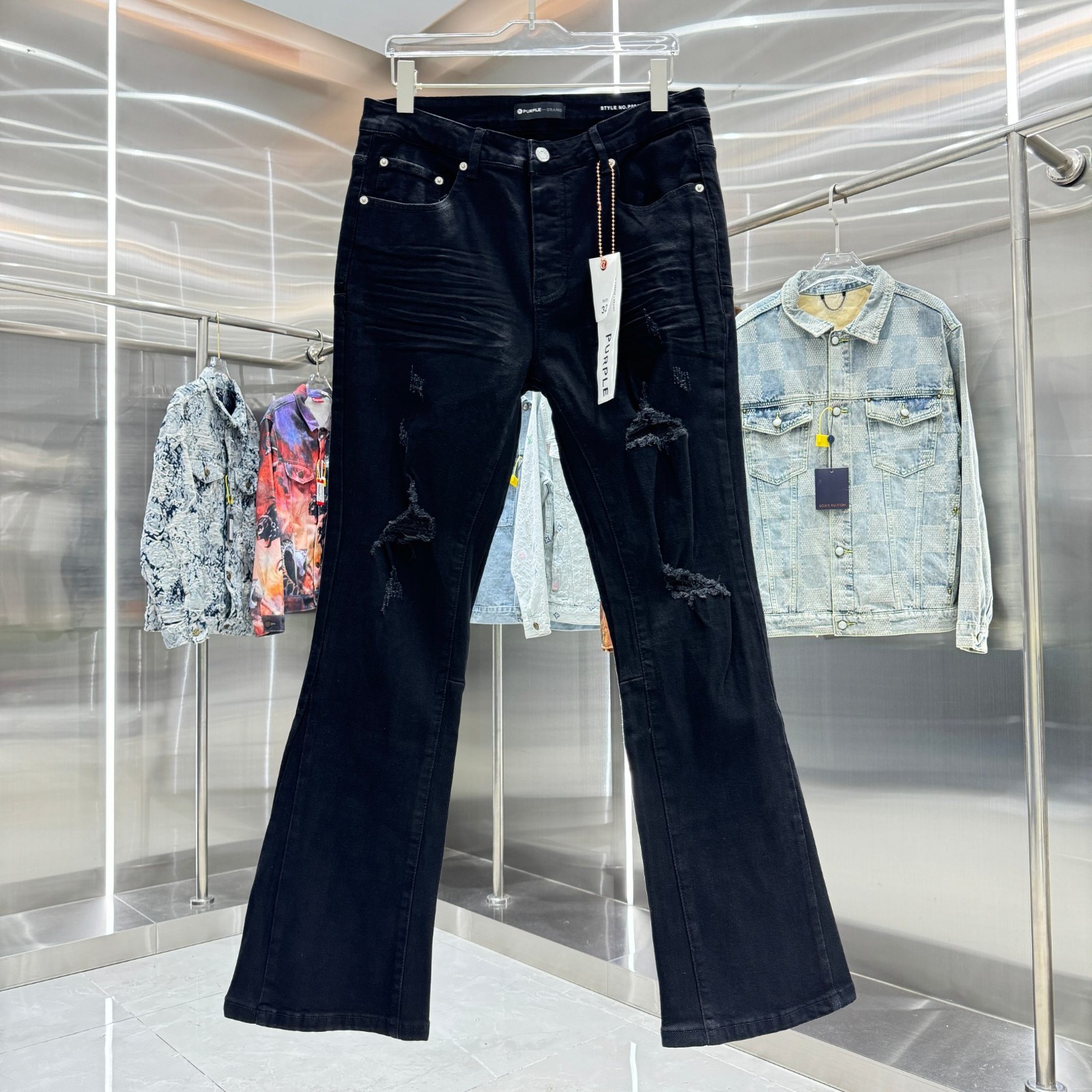 Fashion Men’s Personality Frayed Pants Casual Simplicity Flared Jeans PU6014