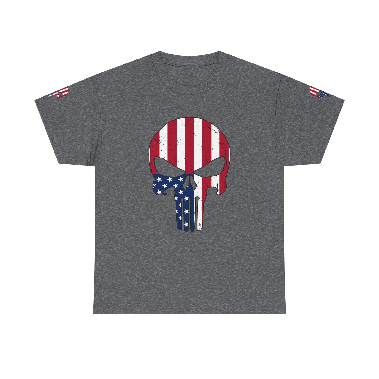 USA Military Warrior Skull Flag T-Shirt Patriotic tee