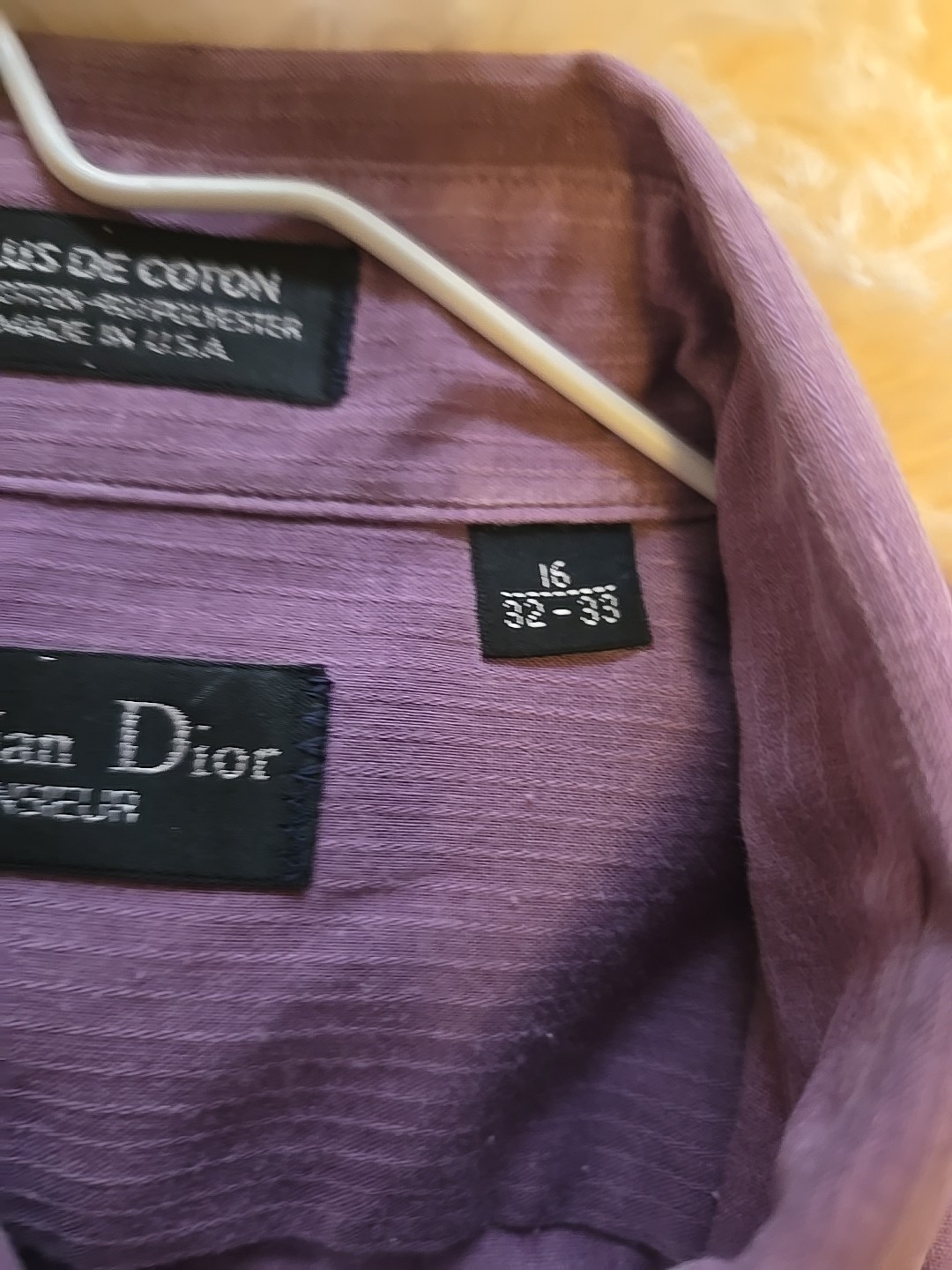 Vintage 80s Christian Dior Monsieur Plum Striped LS Button Up Shirt Size 16