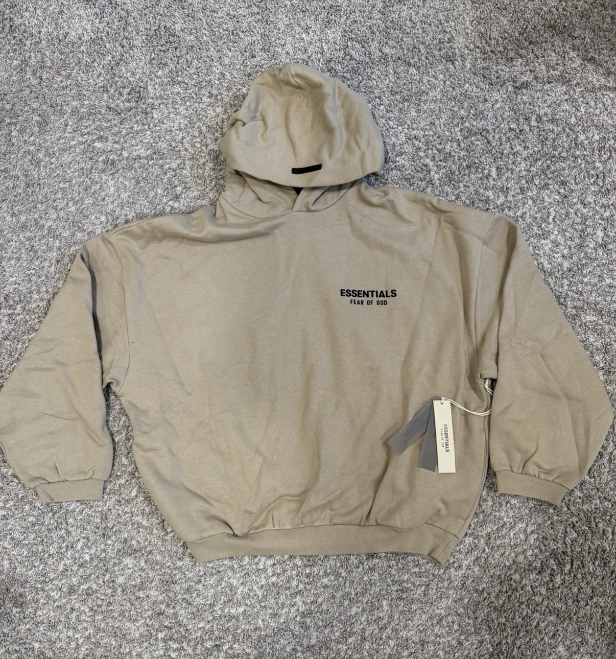 Fear of God Essentials Hoodie in the Desert Sand colorway. Never worn.
