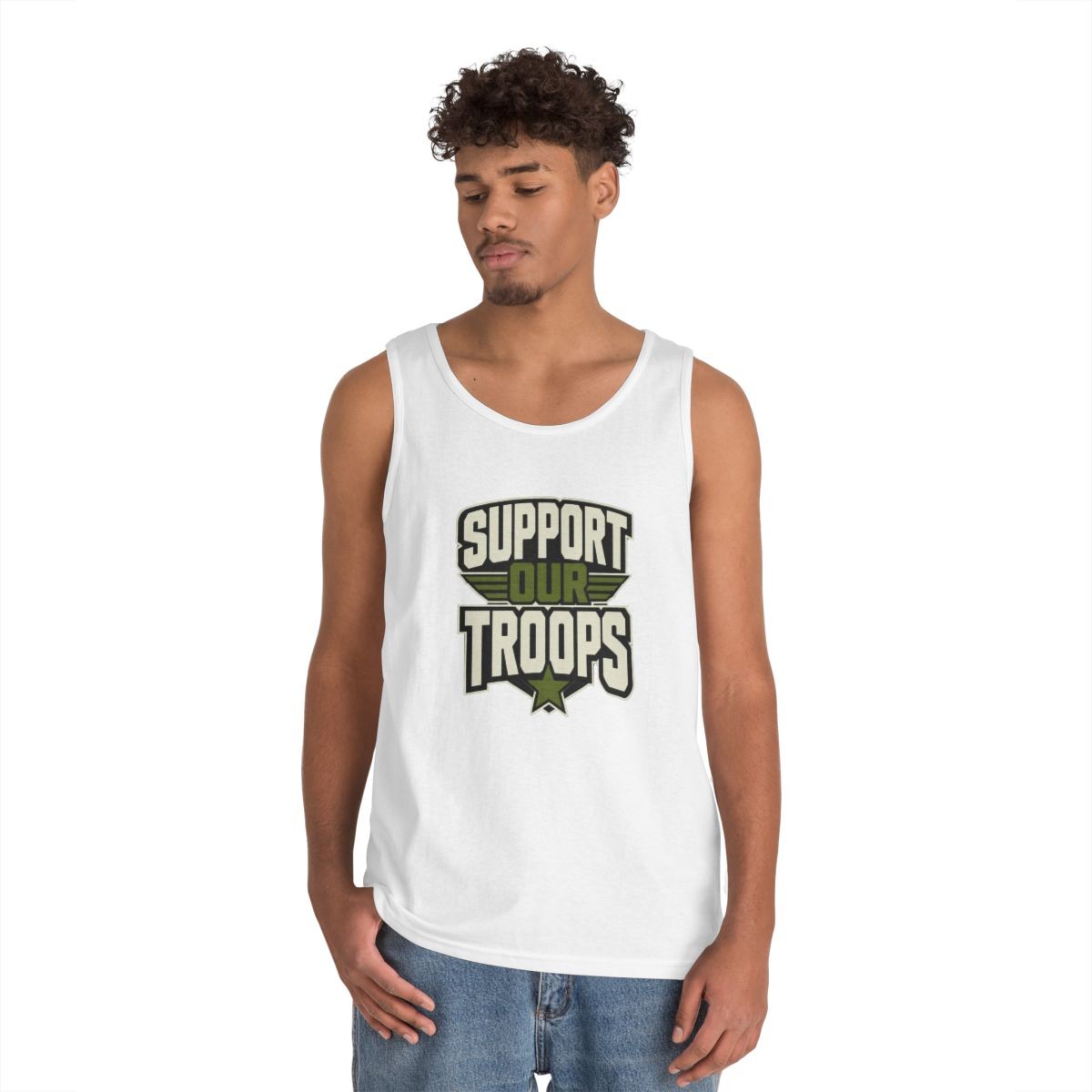 Support Our Troops Tank Top Patriotic Military USA Unisex Made in USA