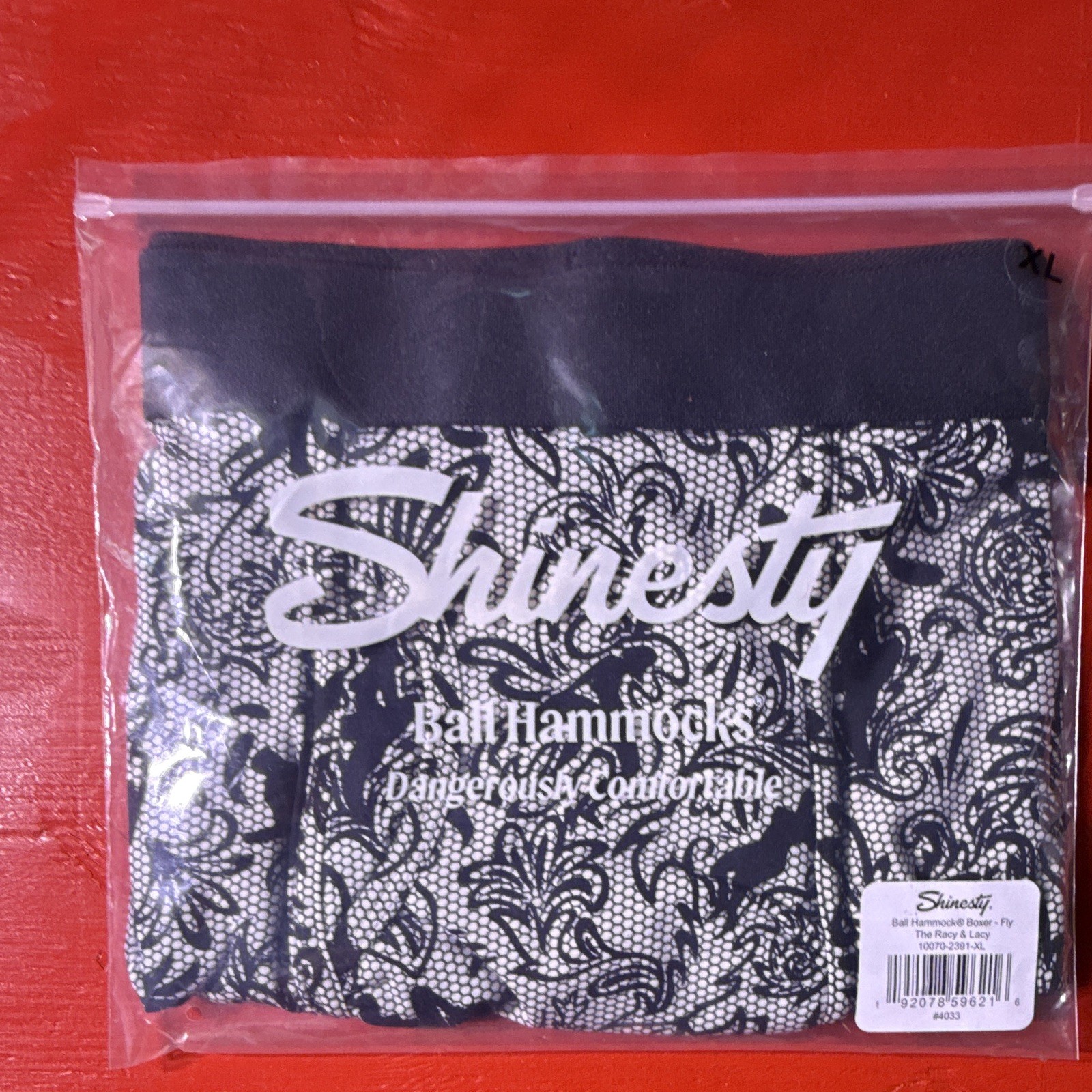 Shinesty Ball Hammock Boxer Fly XL Black/White Floral Boxer Brief Pouch