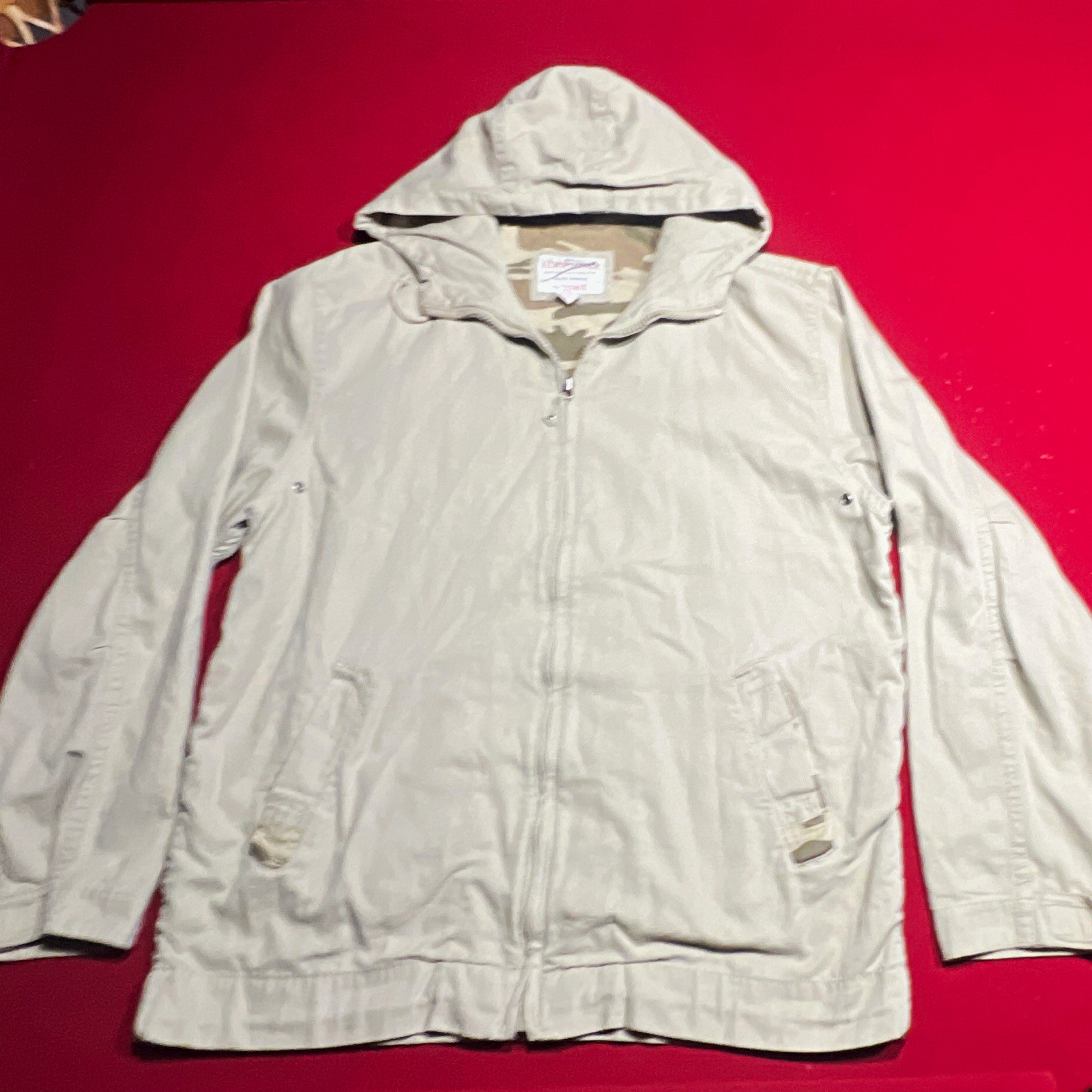Aéropostale Men’s XL Beige Windbreaker Jacket Full Zip Hooded Stand-Up