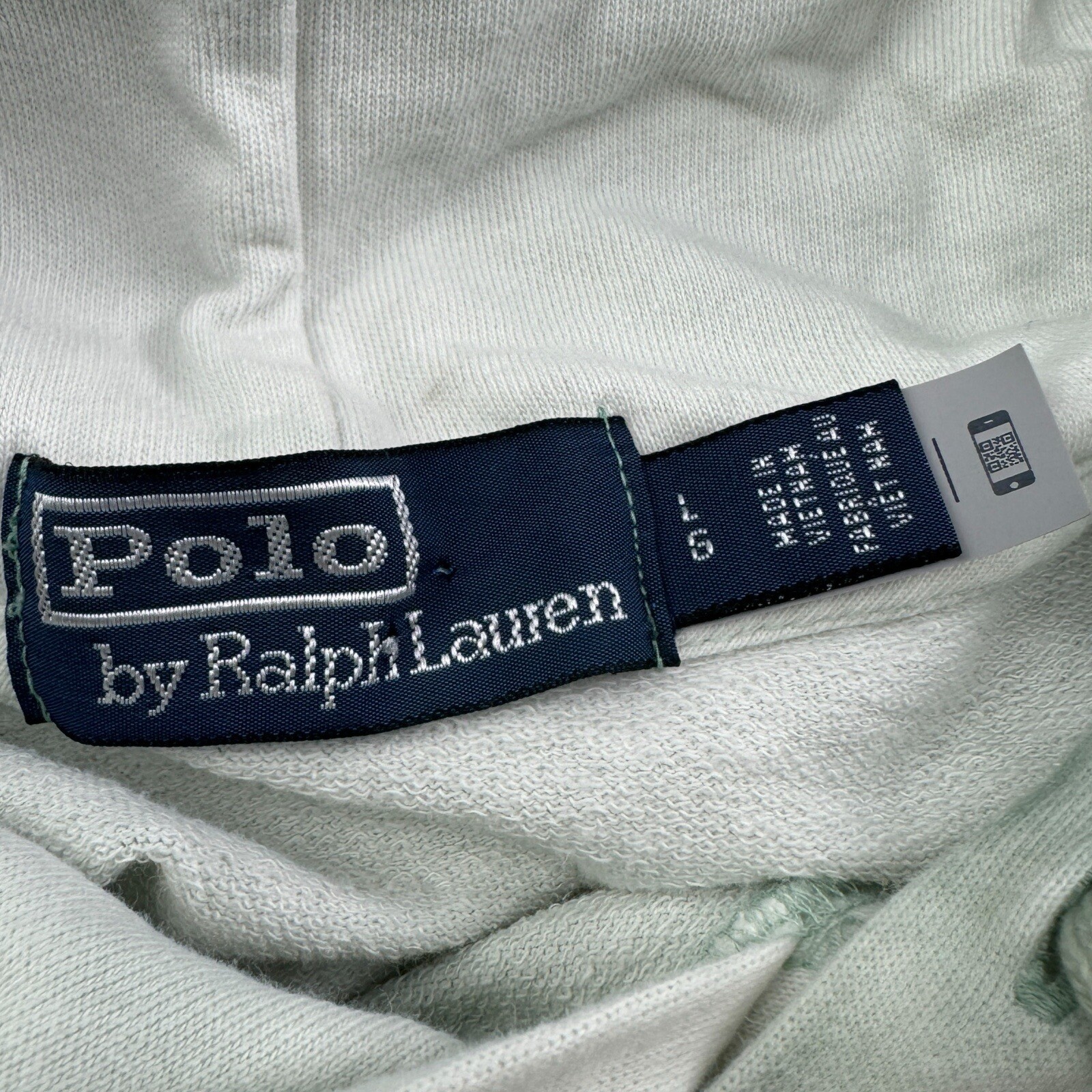 Polo Ralph Lauren Green & White Tie Dye Cotton Linen Hooded Sweatshirt Sz Large
