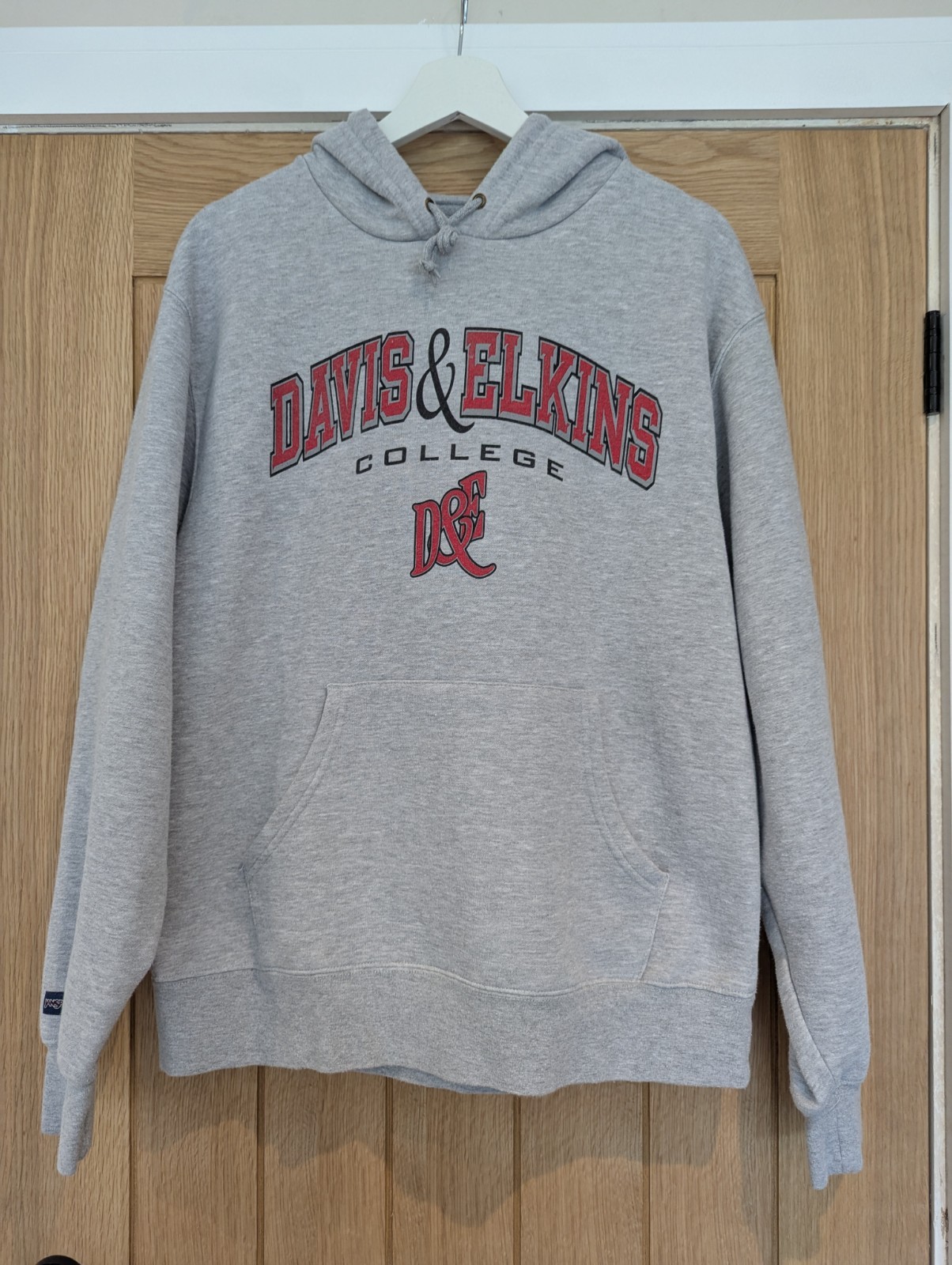 VINTAGE Y2K Davis & Elkins College Grey Hoodie Jansport University Sports Medium