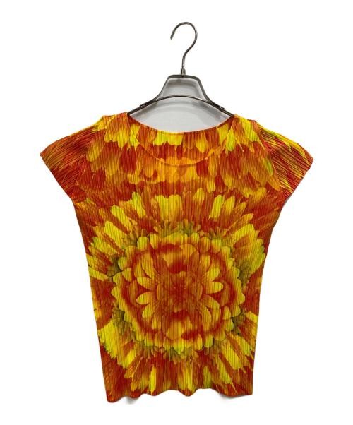 PLEATS PLEASE Red All-over Pattern Cut and Sew Sleeveless Top, Polyester