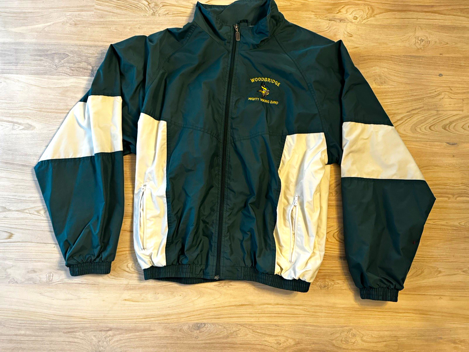 Holloway Men’s L Green/White Colorblock Full-Zip Windbreaker Jacket Pockets