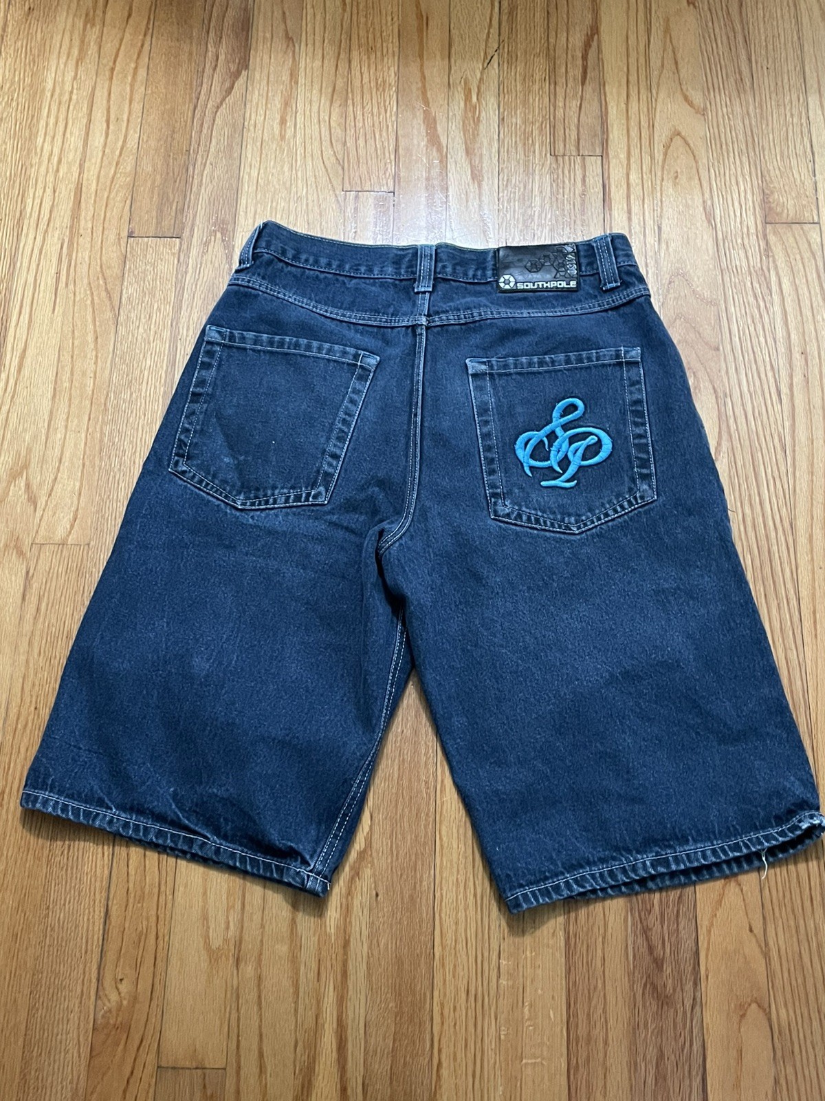 Southpole Men’s Denim Shorts Size 34 Blue Baggy Y2K Embroidered Baggy Hip Hop
