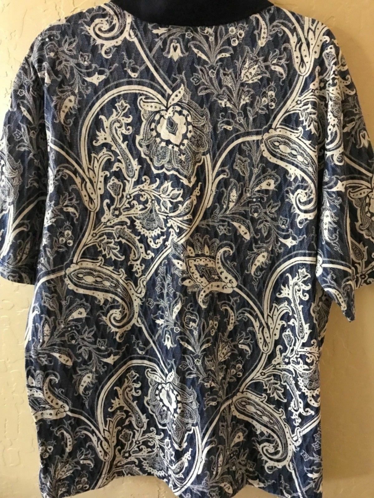 Bugatchi Polo Blue Textured Mens Medium M Shirt