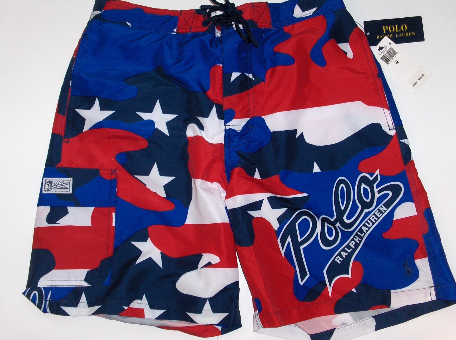 POLO RALPH LAUREN Mens Camo Stars Americana USA Stretch Board Shorts Swim Trunks
