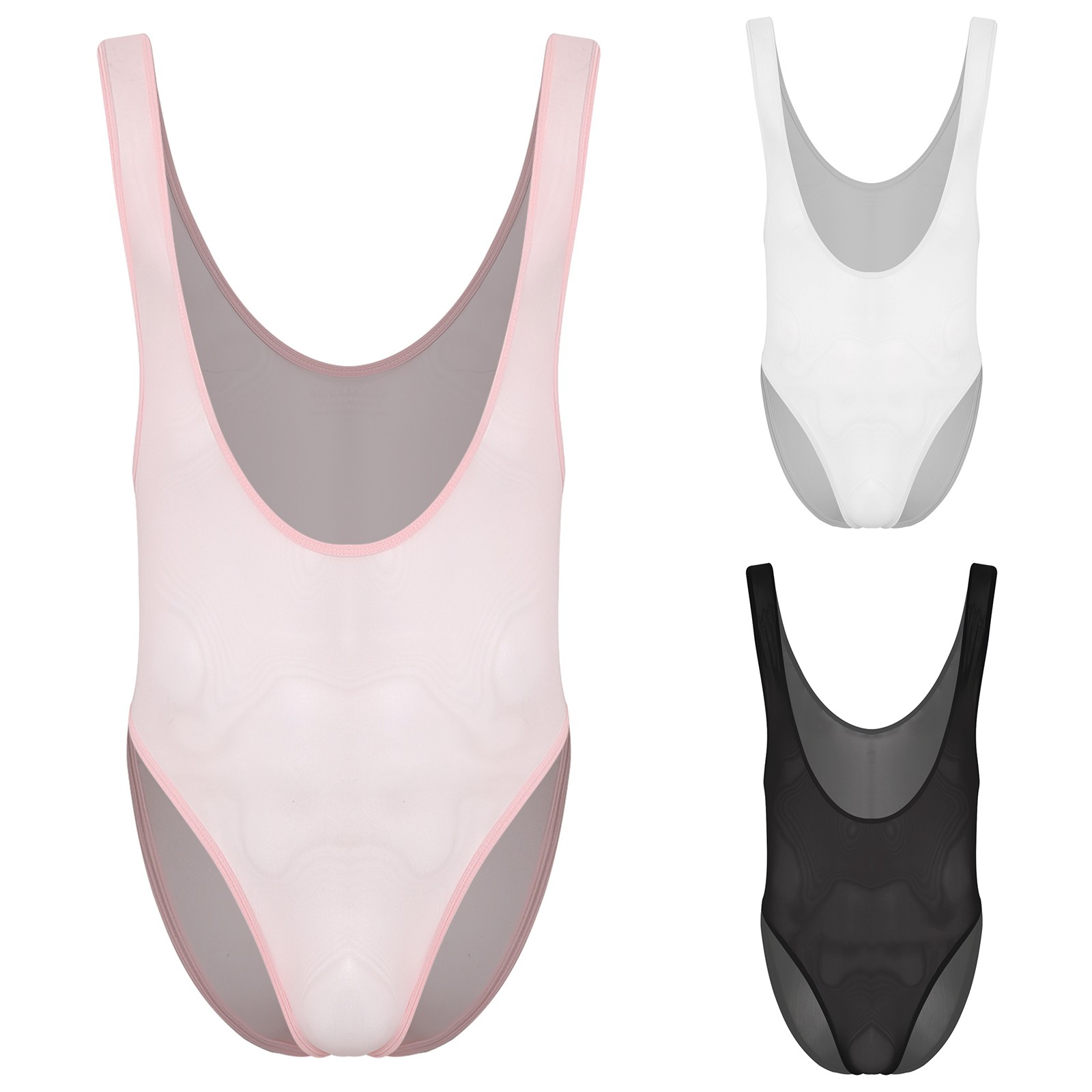 Men Bodysuit Opaque Unitard Tights Jumpsuit Stretchy Undershirts Shapewear Oil