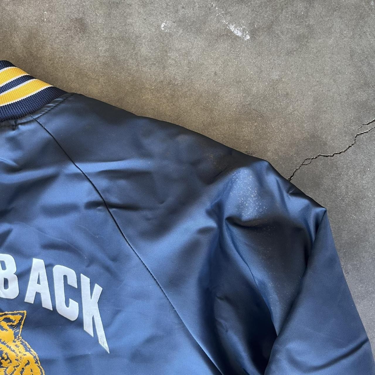 vintage 70s 80s navy blue yellow saddleback bears coachs windbreaker nylon