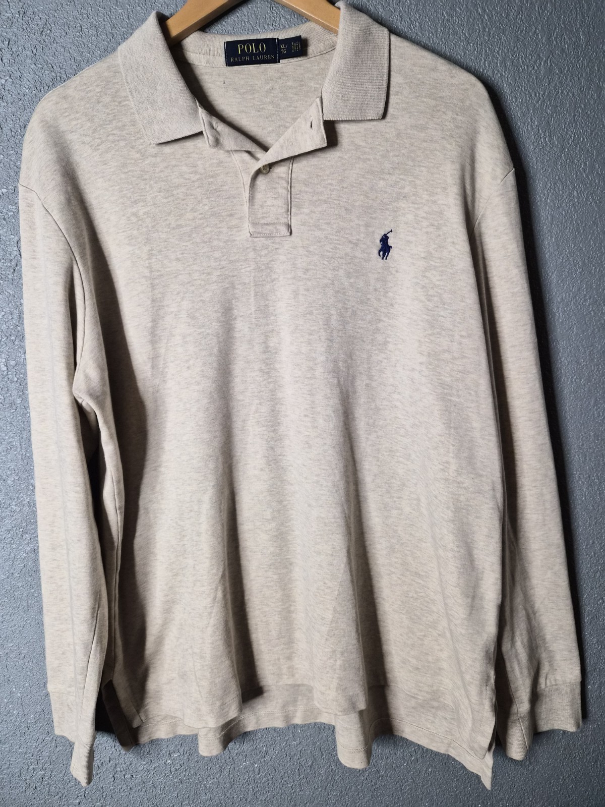 polo ralph lauren long sleeve polo Size Large Heather Gray Blue Pony Very Nice
