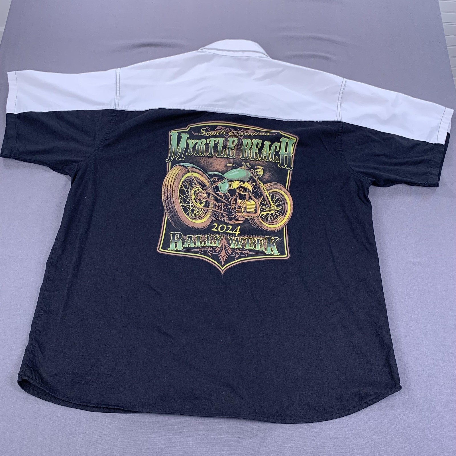 Myrtle Beach Motorcycle Rally Shirt Mens 3XL Black White XPL 2024 Biker Event