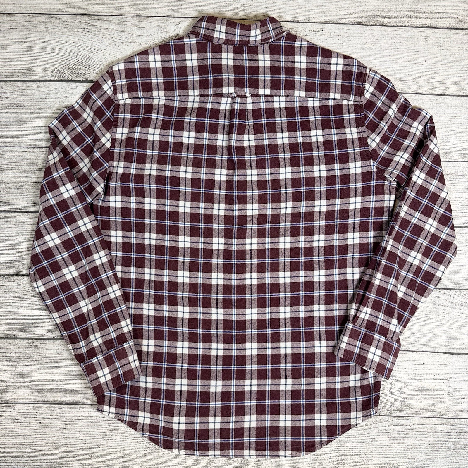 American Eagle Seriously Soft Plaid Button-Down Long Sleeve Burgundy M Gorpcore