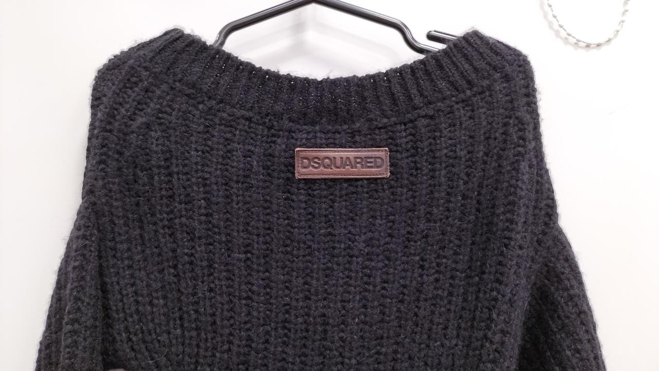 Dsquared2 Off Shoulder Alpaca Wool Dress XXS Black 83.5cm