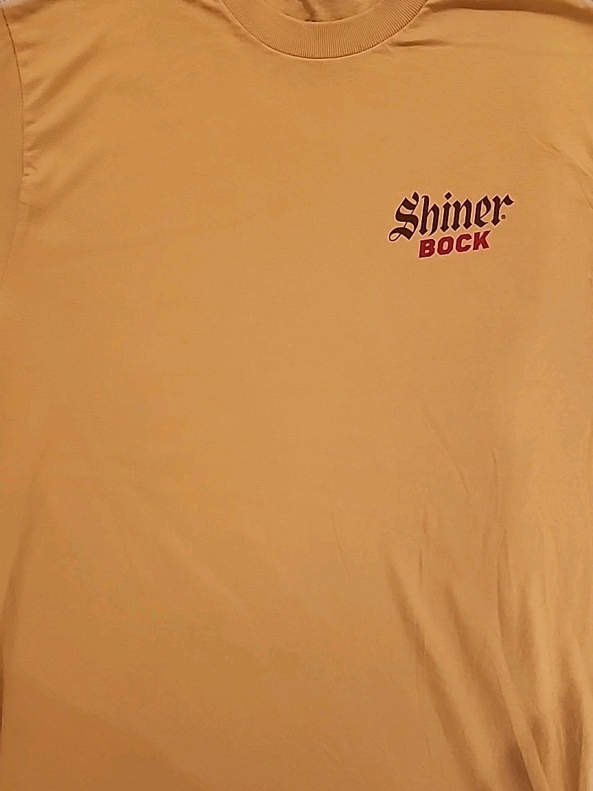 New Shiner Bock Beer Ram Logo Mens Medium Gold Cotton Dad T-shirt