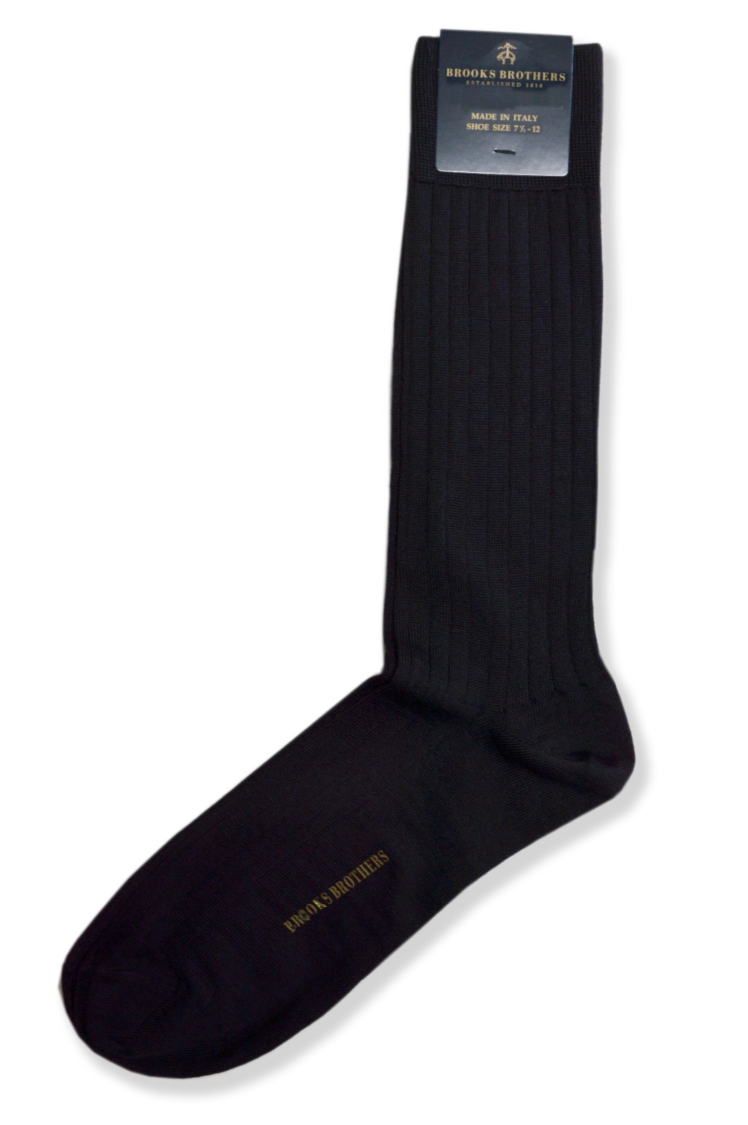Brooks Brothers Mens Black Brown Blue Ribbed Merino Wool Socks 3 Pack BB-4921