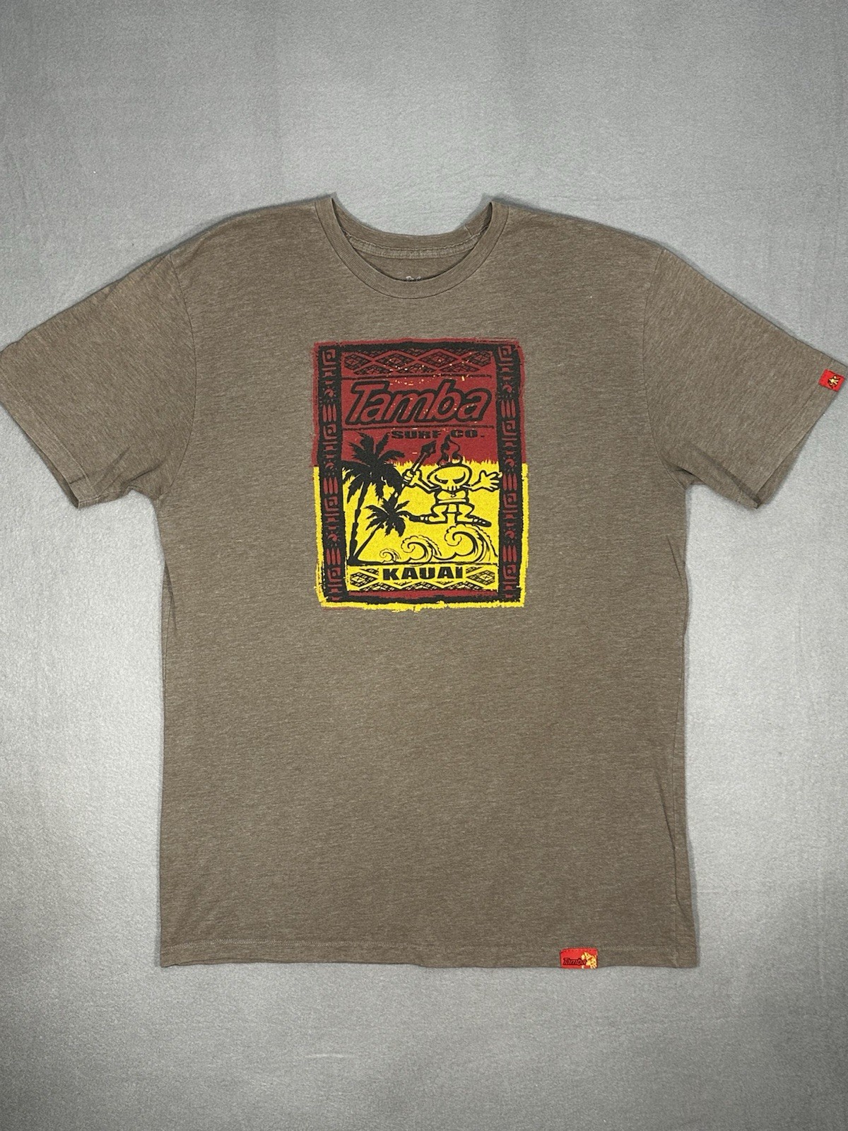 Tamba Surf Co Men’s XL Brown Kauai Hawaii Graphic Surf T-Shirt