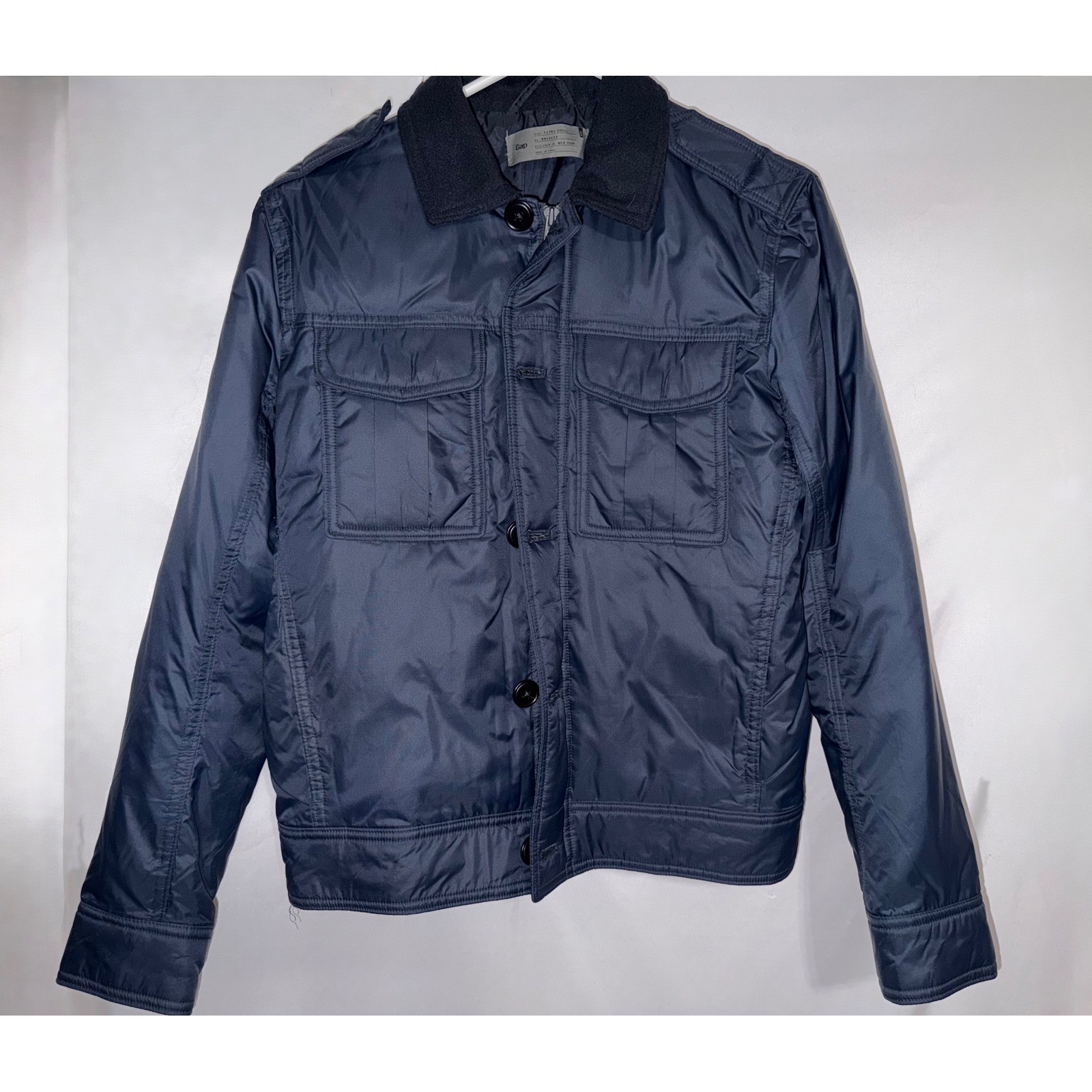 Gap Mens Navy Blue Quilted Nylon Field Jacket XS Puffer Utility Coat RN54023