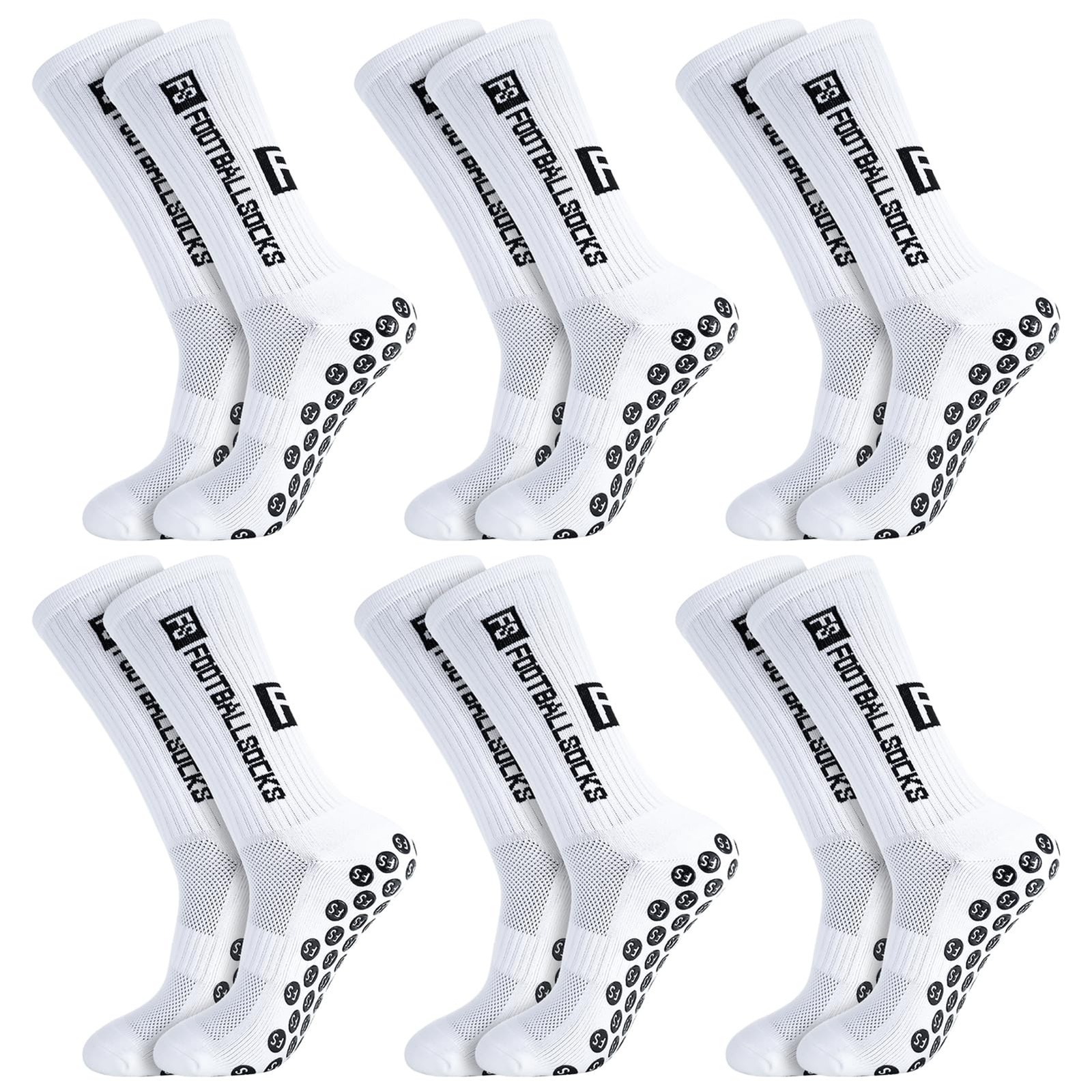6 Pairs Grip Soccer Socks for Men Anti Slip Athletic Non-Slip Socks Sports Gr…