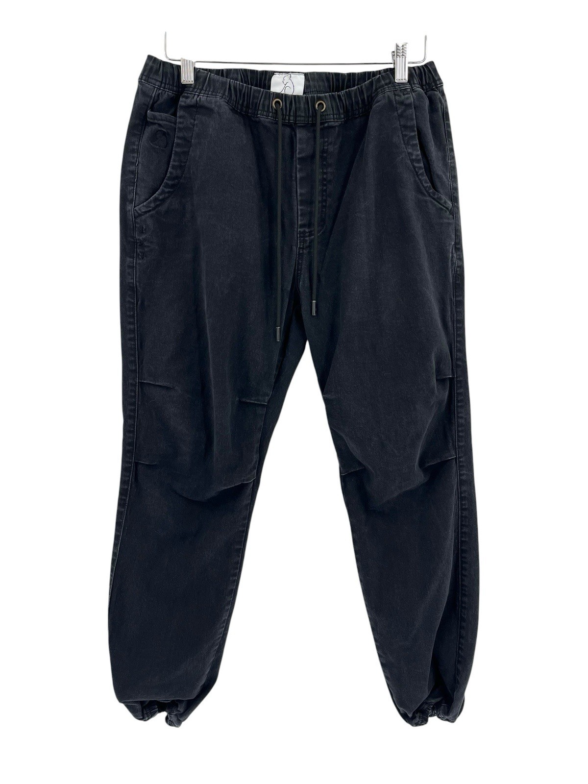 KUWALLATEE Men’s Black Midweight Drawstring Chino Jogger Pant Large