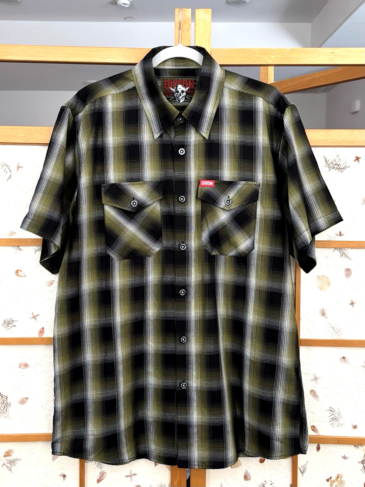 Dixxon Flannel Foxtrot Shirt Men’s L Plaid Black Army Green Black Bamboo Blend