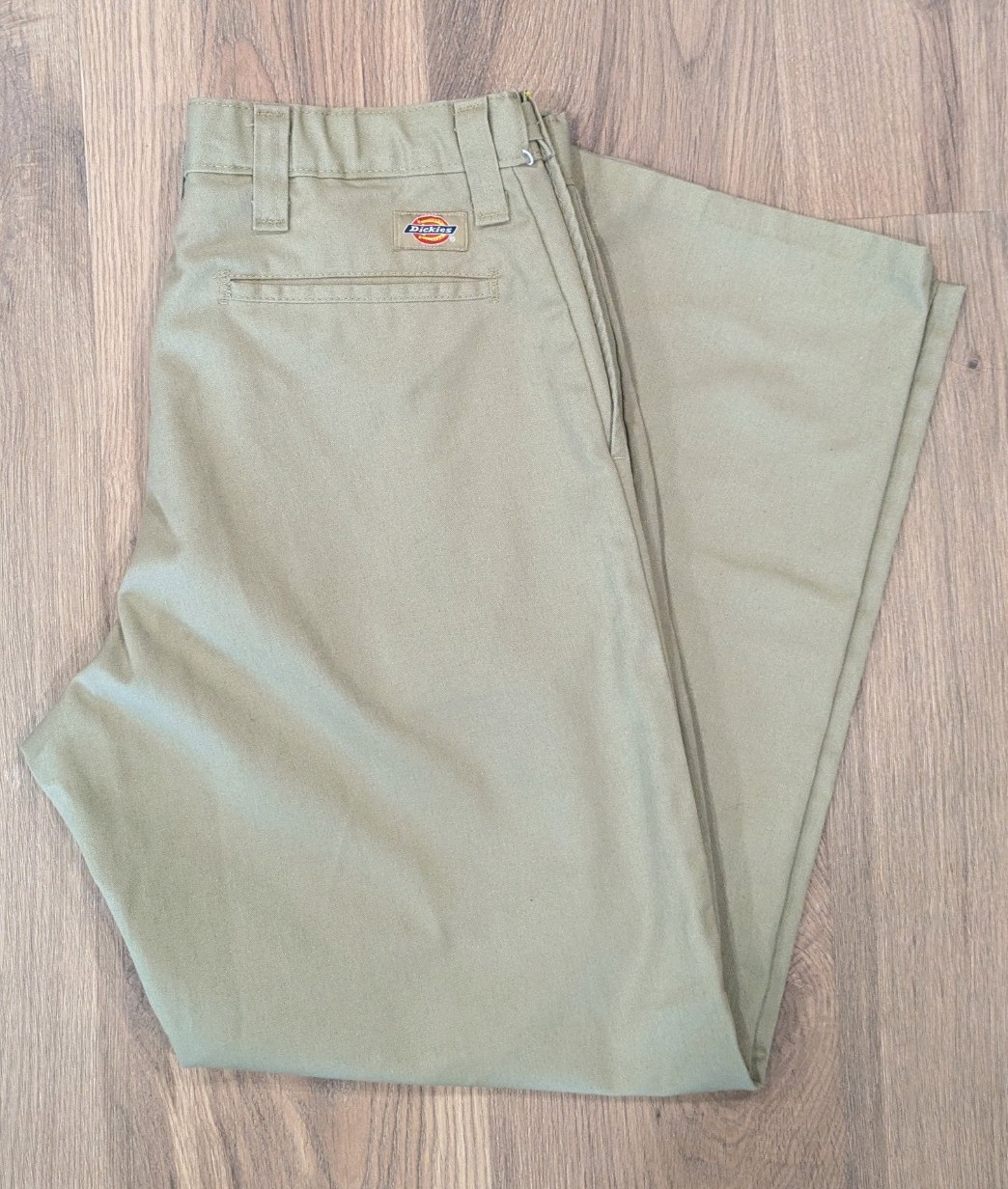 Vintage Dickies 874 Beige Work Pants Mens 34W Relaxed Loose Flat Front Twill