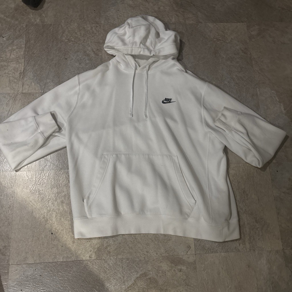 Nike Men’s XL White Pullover Hoodie Drawstring w/ Pockets Embroidered Logo