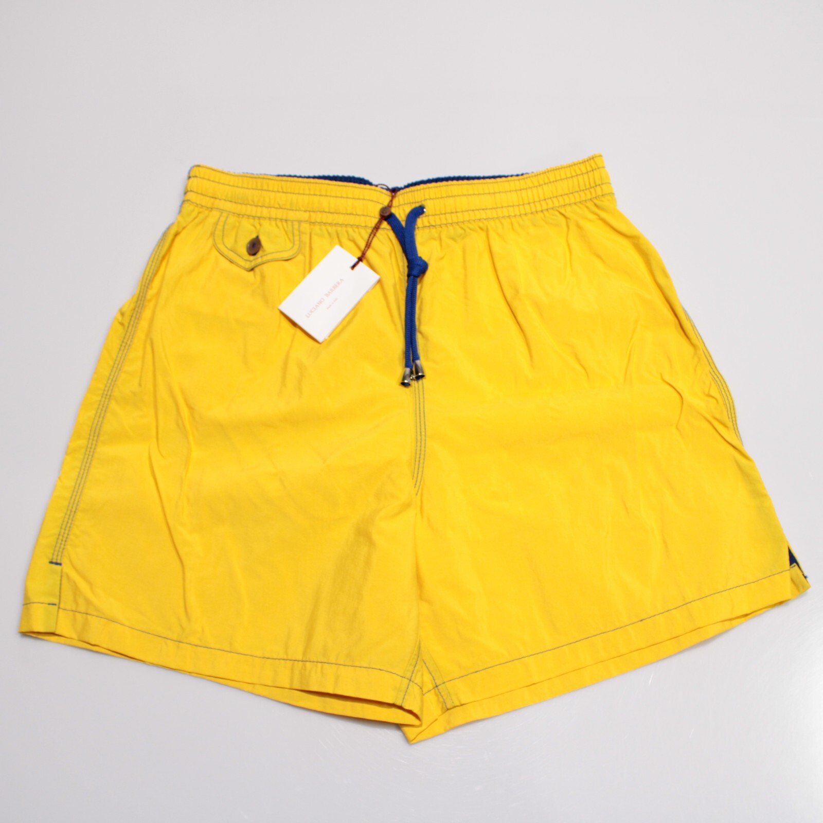 Luciano Barbera NWT Swimsuit Size L US In Solid Yellow 100% Polyamide