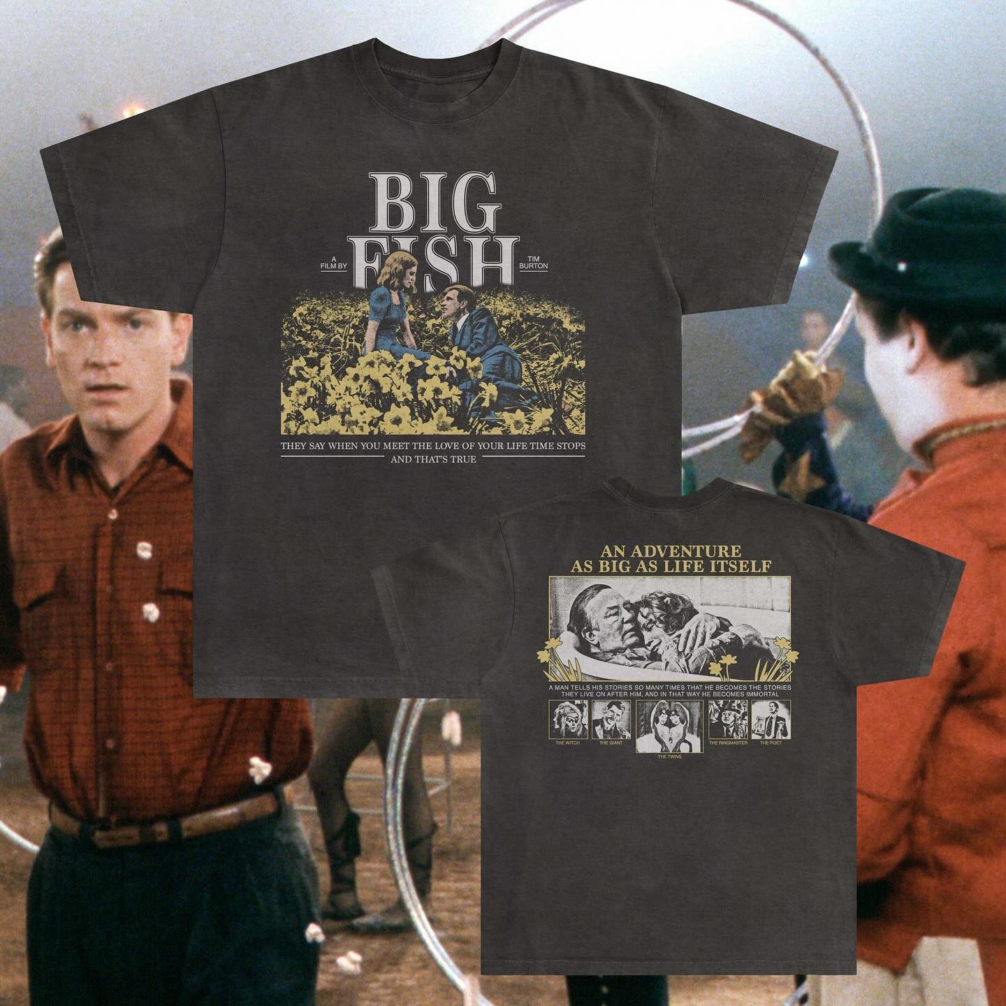 Monarch Wear Big Fish T-Shirt Tim Burton Fantasy Adventure Black
