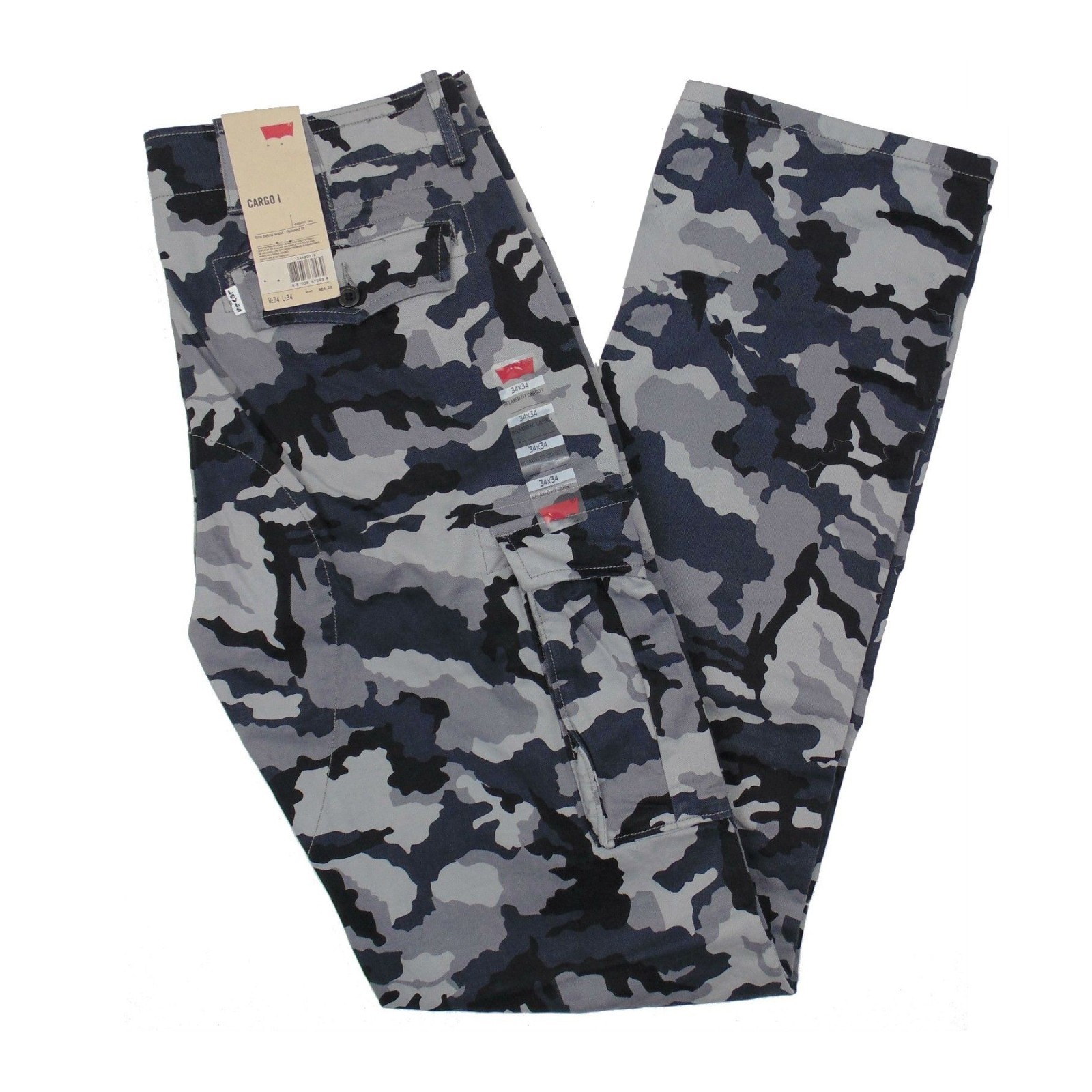 Levis Relaxed Fit Ace Cargo Pants Color Dark Grey Camouflage Brand New w/Tags