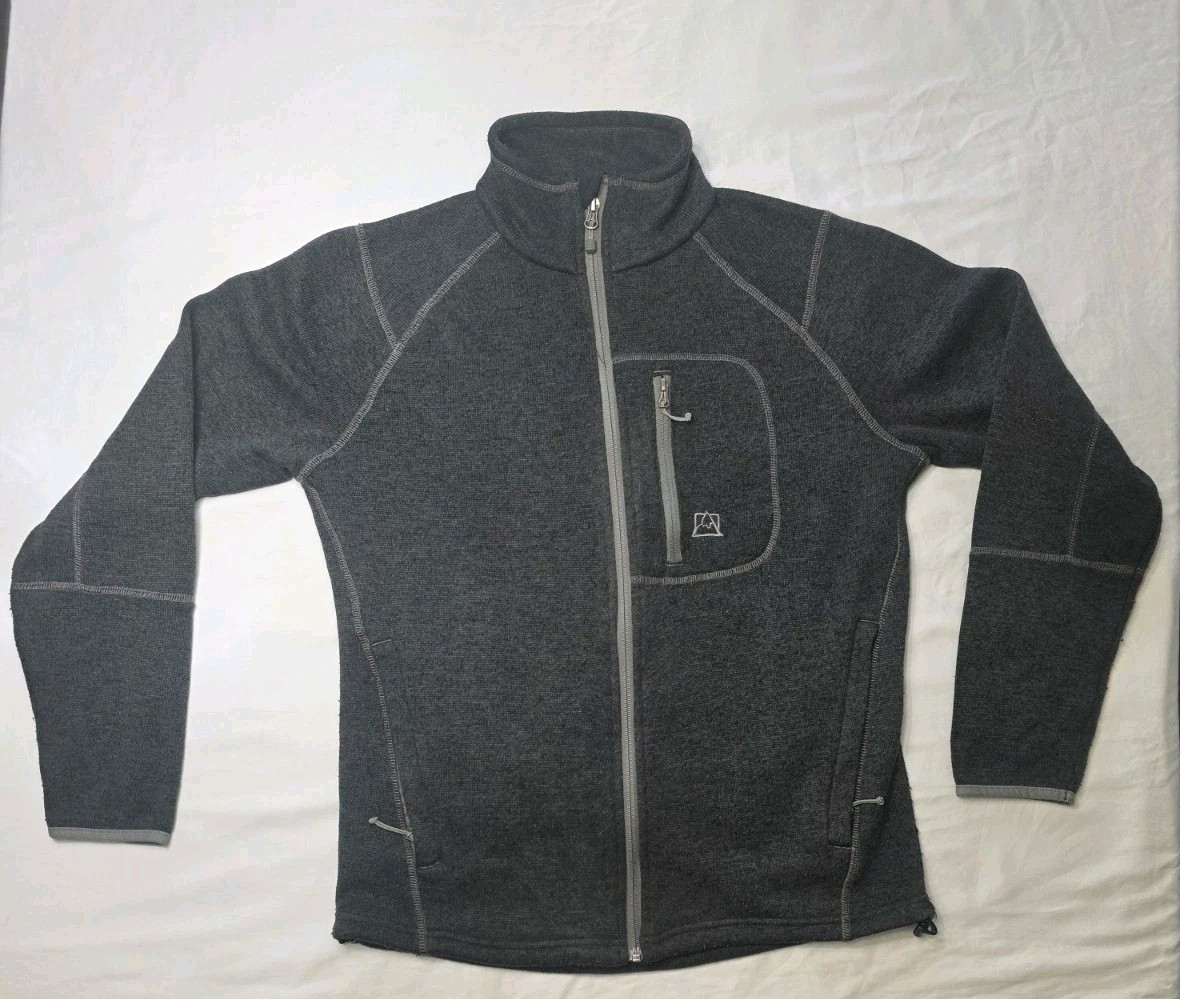 Avalanche Mens Medium Fleece Jacket Sweater Charcoal Dark Gray Full Zip Outdoor