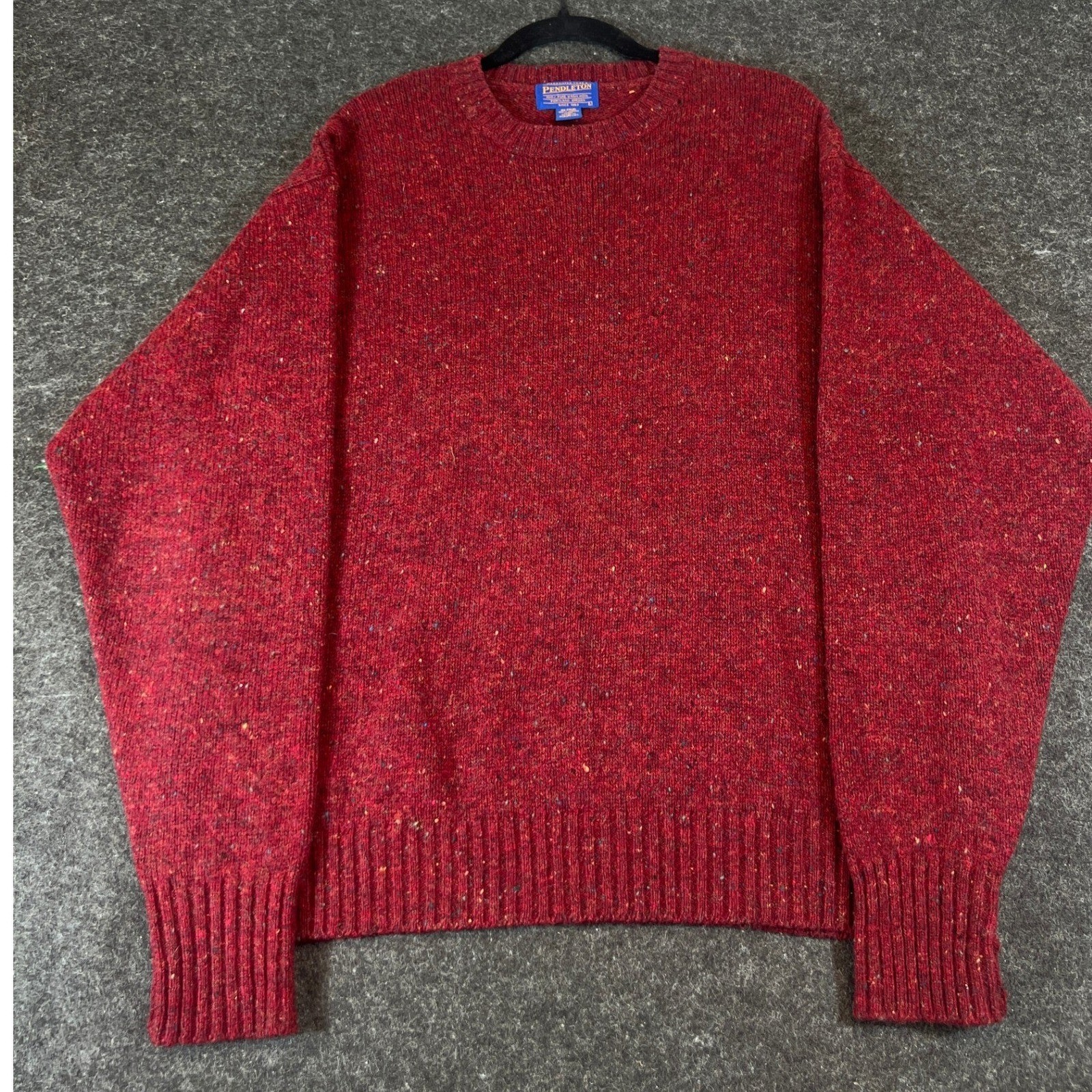VINTAGE Pendleton Sweater Mens Large Red Crewneck Virgin Wool Minimalist Preppy