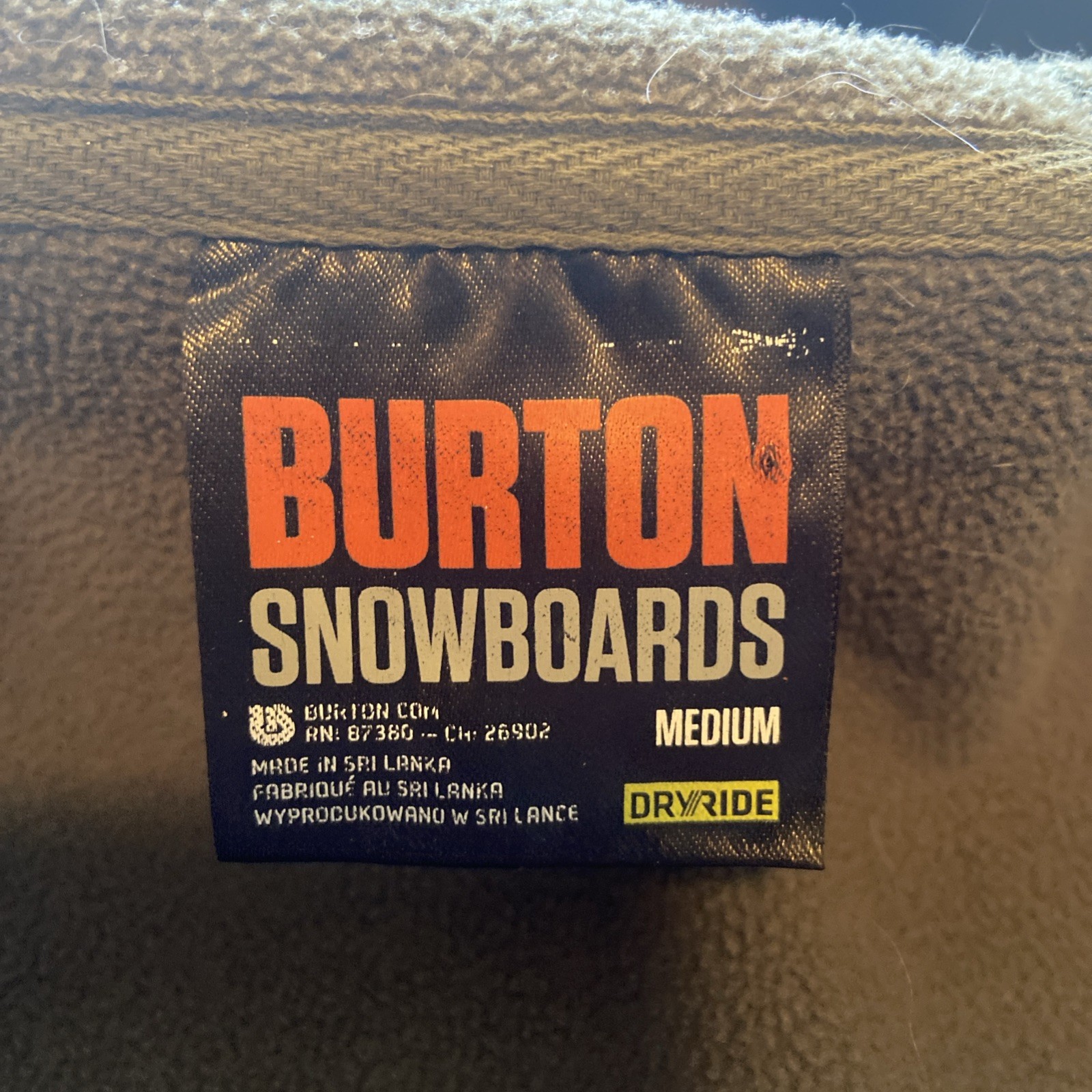 BURTON SNOWBOARDS DRYRIDE Hoodie Men’s SMALL Full Zip Hoodie Fleece Lined Plaid