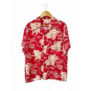 Levi’s M Rayon Aloha Shirt Red Casual Vintage Used 66cm 45cm 22cm