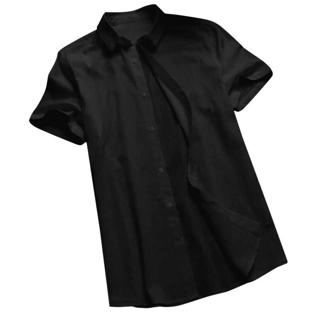 Mens Casual Shirt Short Sleeve Button Down Beach Vacation Cotton Blend Tops 2026