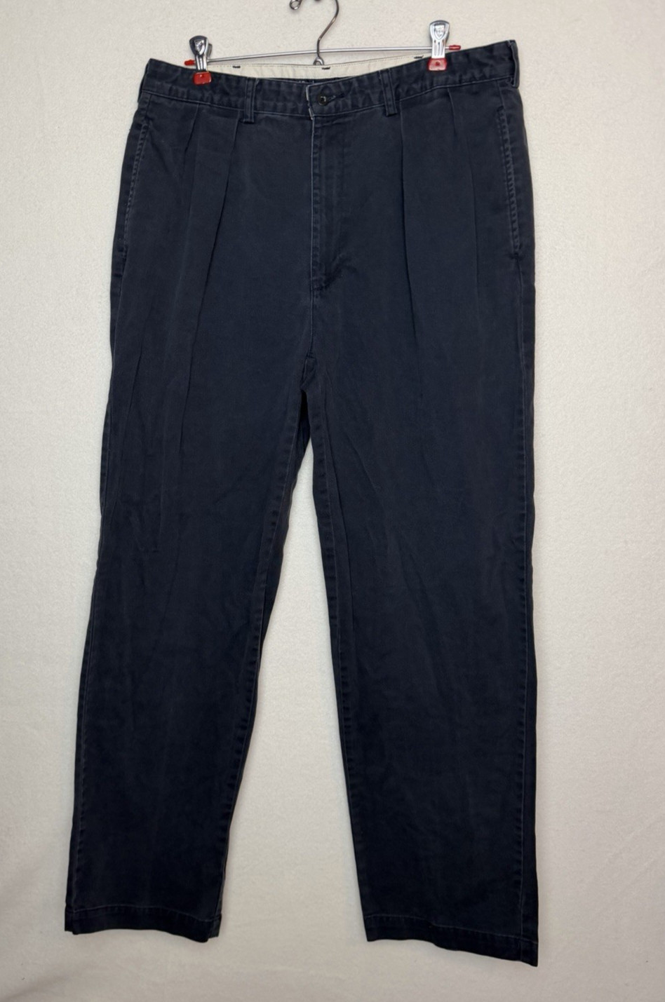 Polo Ralph Lauren Vintage Andrew Pants Navy Blue Pleated Chino Pants Size 34×32